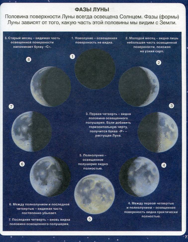 Когда видно луну. Часть Луны. Фазы Луны. Форма Луны. Названия частей Луны.